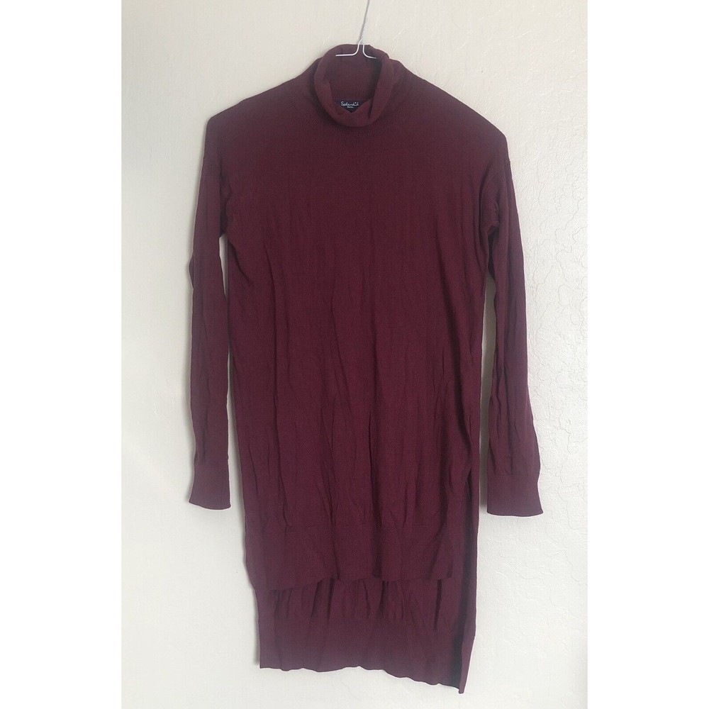 Women's Splendid High Low Turtleneck Sweater Dress Slit Sides Size Small